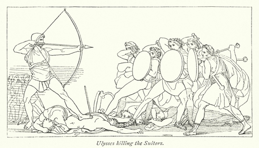 Ulysses killing the Suitors (litho)