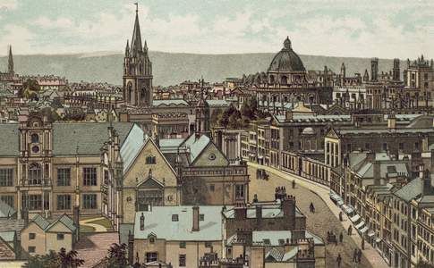 Oxford: Oxford, from Magdalen College Tower (colour litho)