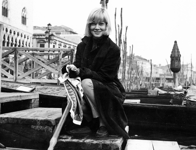 May Britt, Venice, Italy, 1960s (b/w photo)