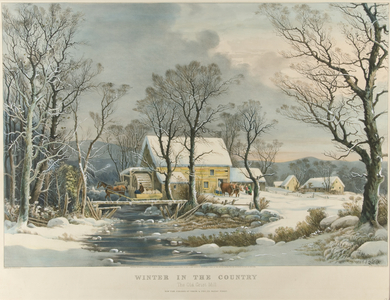 Winter in the Country, The Old Griest Mill, 1864 (colour lithograph)