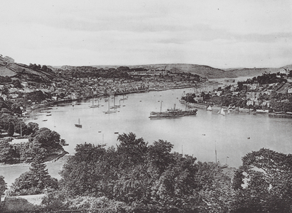 Dartmouth from above Warfleet (b/w photo)