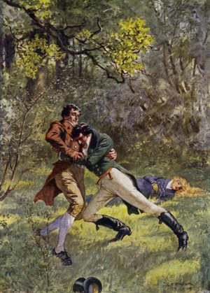 Illustration for The Amateur Gentleman by Jeffery Farnol (colour litho)