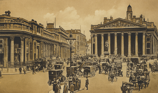 The Bank and Royal Exchange, London (litho)