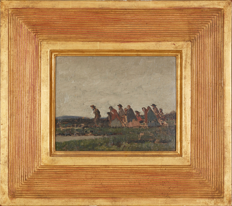Figures Crossing a Landscape (oil on canvas)