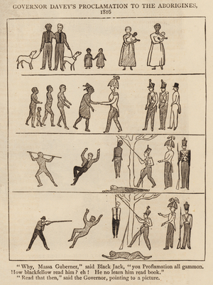 Governor Davey's Proclamation to the Aborigines, 1816 (engraving)