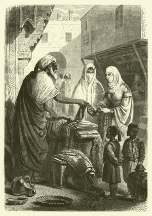 Bazaar at Mogador, Morocco (engraving)