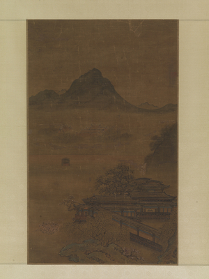 Palatial Pavilions In Spring Mists (ink, colour and gold on silk)