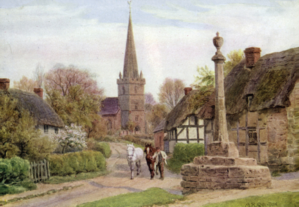 Childs Wickham, near Evesham, Worcester (colour litho)