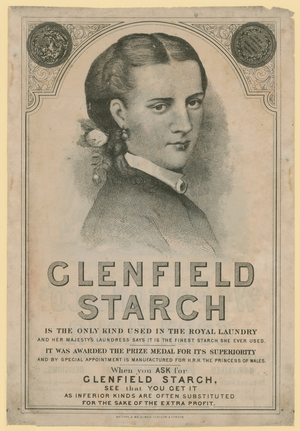 Advert for Clenfield Starch (engraving)