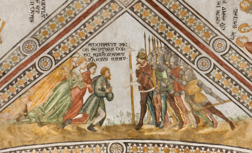 South transept first west span, Jacob divides his armaments to divide a part with Slù, Volta, Metà 1300, Cathedral of Santa Maria Assunta, Duomo, Cremona, Lombardy, Italy (photo)