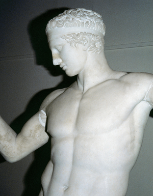 Greek Art. Classical period. The Diadumenos by sculptor Polycletus. 5th century BC.