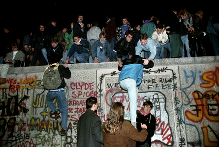 Berlin, Germany 19891110 Fall of the Berlin Wall: Thousands of people crawled up …, 1989 (photo)