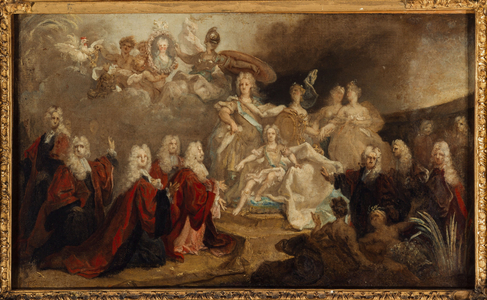 Allegory of the engagement of Louis XV to the Infanta Marie-Anne-Victoire of Spain (1722), in 1722 (oil on canvas)