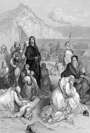 Anglo-Saxon England: Caractacus carried captive to Rome (engraving)