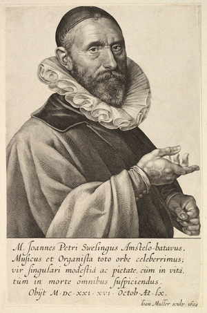 Portrait of Jans Pietersz Sweelinck, pub. 1624 (engraving)