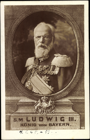 Passepartout Ak Ludwig III, King of Bavaria, Uniform, Glasses (b/w photo)
