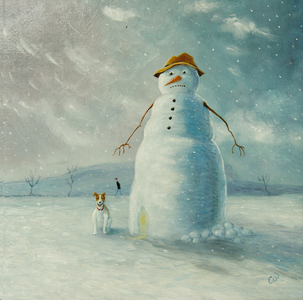 Warm Wishes (Snowman), 2012 (oil on panel)
