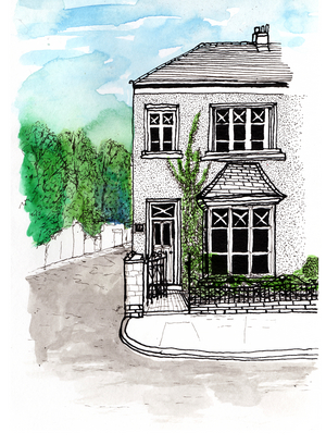 Belmont Road, 2020, (ink and watercolour)