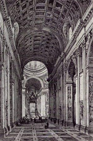 Rome Italy 1875 Nave of St. Peter's