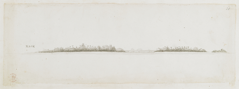 [Drawing No.58] View of the island of Moutohora, Bay of Islands, New Zealand, dated 1st November 1769