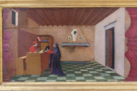 Predella of the profanation of the host, detail, 1467-68 (tempera on panel)