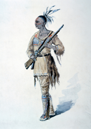 Mohican Warrior,  illustration for the Columbian Exposition Pageant, c.1892 (w/c on paper)