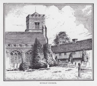 Ruislip Church (litho)