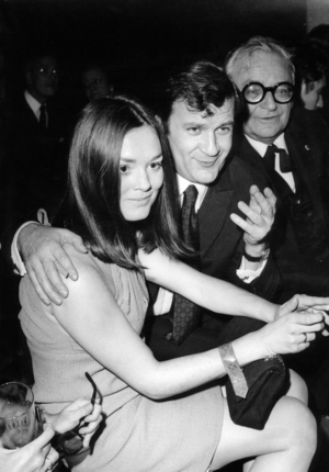 Pierre Mondy and his 3Rd Wife Annie Fournier (In Tha Background Marcel Achard) , Late 60'S Early 70'S (b/w photo)
