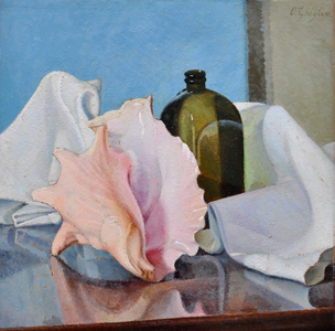 Shell and bottle, c.1930-36 (oil on cardboard)