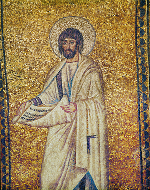 A prophet with halo and a scroll, 6th century (mosaic)