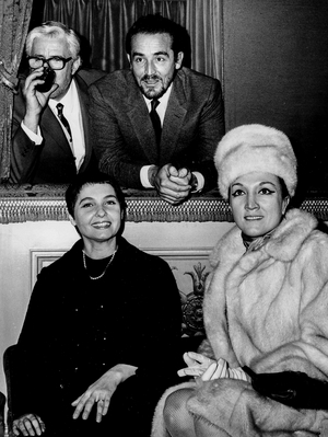 Vittorio Gassman, Adolfo Celi and Edmonda Aldini, 1968 (b/w photo)