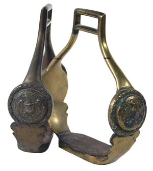 Brass officers stirrups decorated with eagles