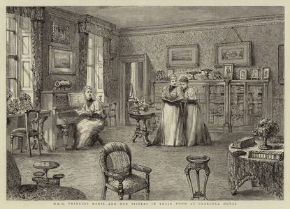 H R H Princess Marie and her Sisters in their Room at Clarence House (engraving)