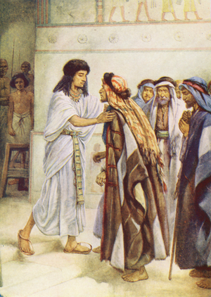 Joseph Forgives his Brothers (colour litho)