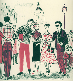 Boul vard Saint Michel Lithograph by Maurice van Moppes 1904 1957 from the book Paris Parisian 1955