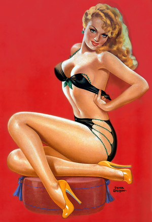 Pin-up Girl, c.1950 (colour litho)