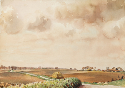 Landscape near St Olaves, Norfolk (w/c on paper)