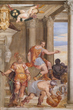 Detail of The Banquet of Cleopatra, Room of the fireplace, c.1560-65 (fresco)