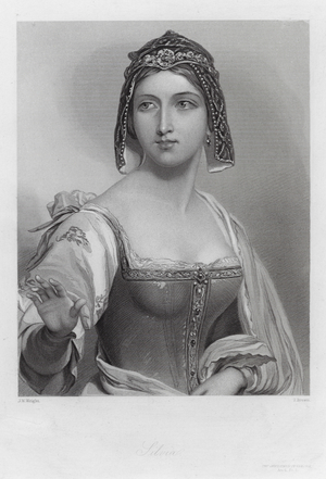 Silvia, a character in The Two Gentlemen of Verona (engraving)