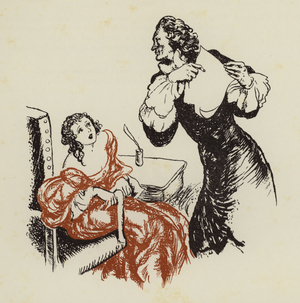 Illustration for The Country Wife by William Wycherley (colour litho)