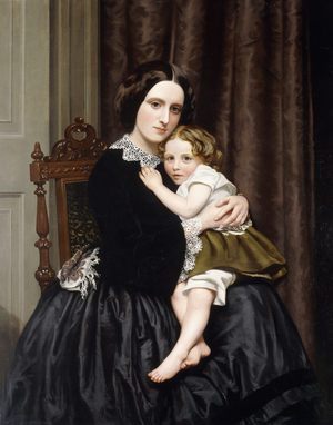 A Mother and her Child, (oil on canvas)