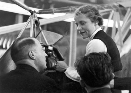 Heinrich Focke Hanna Reitsch at an air show (b/w photo)