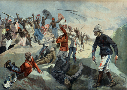 Massacre of the Phillips mission in Benin, 1897 (Engraving)