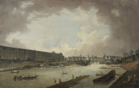 La Grande Galerie, le Pont-Neuf et l'île de la Cité, vus du Pont Royal, circa 1775 (oil on canvas)