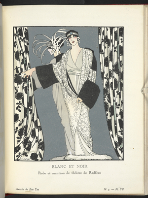 "Blanc et Noir - Robe et manteau de théâtre de Redfern."