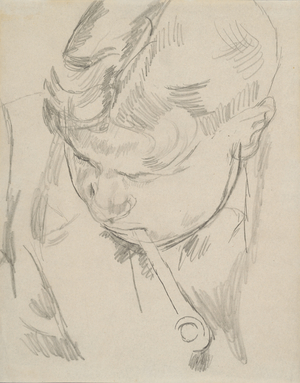David 'Bunny' Garnett Smoking a Pipe, c. 1918 (Pencil on paper)