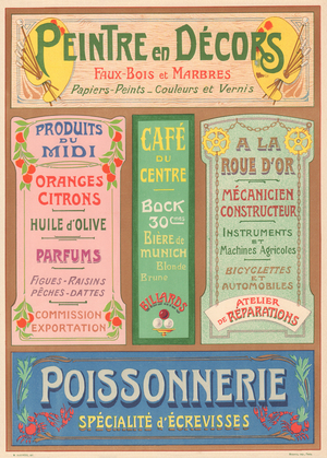 Plche n° 23: Signage models for Art Nouveau letter painter (Painter in sets).