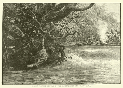 Gordon fighting his way up the Yangtze River and Grand Canal (engraving)
