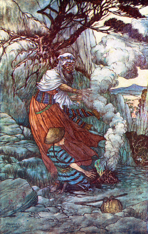 The Story of Alladin or The Wonderful Lamp, illustration from the book 'The Arabian Nights', published 1917 (colour litho)
