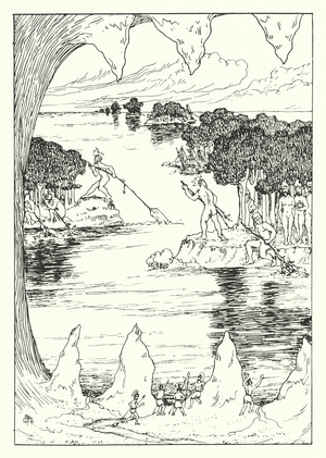 Lucian's A True History: The Men on Sailing Islands (engraving)